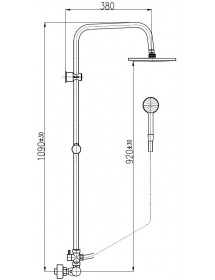 Colonne de douche murale thermostatique en laiton gris métal brossé H. 109 cm