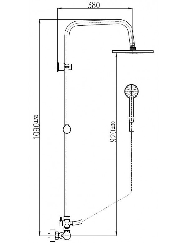 Colonne de douche murale thermostatique en laiton gris métal brossé H. 109 cm