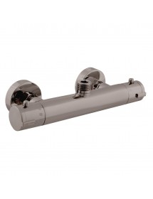 Colonne de douche murale thermostatique en laiton gris métal brossé H. 109 cm