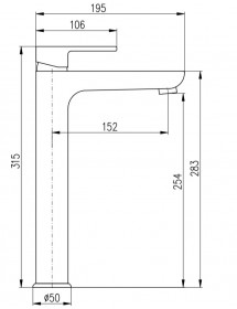 Mitigeur lavabo haut VLTAVA en laiton noir 31,5 cm