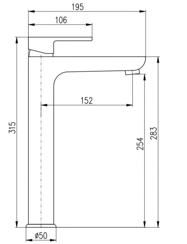 Mitigeur lavabo haut VLTAVA en laiton noir 31,5 cm