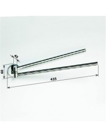 Double porte-serviettes mural rotatif ALFA en Zinc 43,5 x4,5 x6cm
