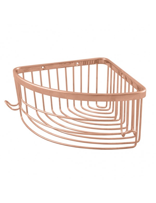 Porte-savon triangle d'angle COLORADO en laiton rose gold poli 20,5x20,5 cm