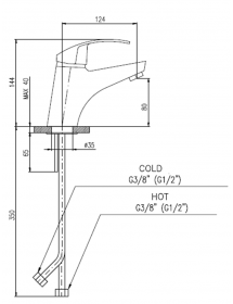 Mitigeur lavabo MISSISSIPI en laiton chromé