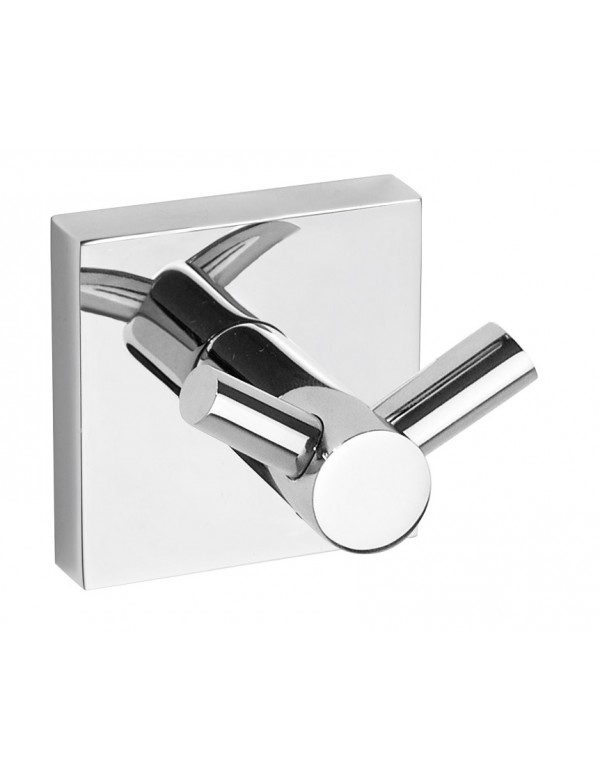 Patère double murale BETA en chrome 5,5cm x 5,5cm x 5cm Patère double murale BETA en chrome 5,5cm x 5,5cm x 5cm