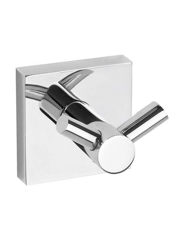 Patère double mural BETA en laiton chromé 5,5 cm x 5,5 cm x 5 cm