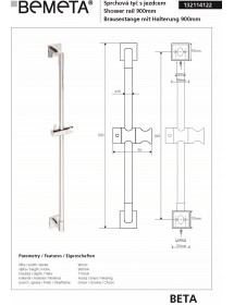 Rail de douche BETA en chrome avec porte pommeau 90cmx 9cm x 11cm