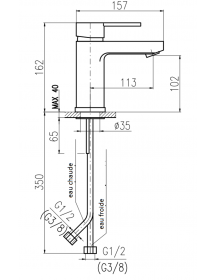 Mitigeur lavabo ZAMBEZE en laiton chromé avec siphon