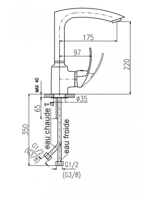 Mitigeur évier ZAMBEZE pivotant en laiton rose gold brossé