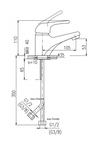 Mitigeur lavabo SAZAVA en laiton chromé