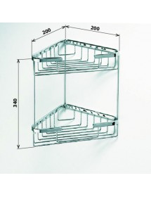 Range objet d'angle double étagère CYTRO en laiton chromé 16x15,5x32,5 cm