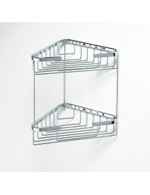 Range objet d'angle double étagère CYTRO en laiton chromé 16x15,5x32,5 cm