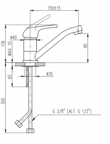 Mitigeur lavabo SAZAVA à long bec en laiton chromé
