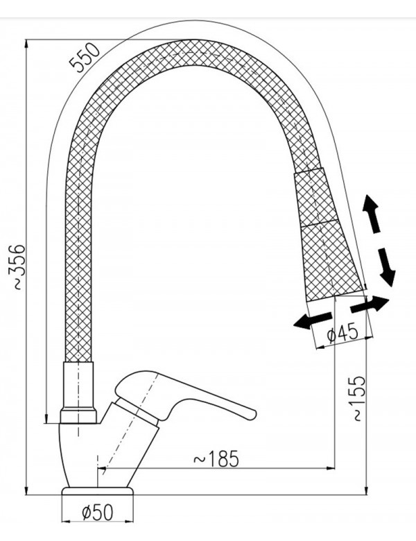 Mitigeur évier flexible à mémoire de forme SAZAVA en laiton chromé blanc