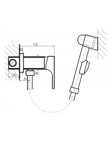 Mitigeur bidet à support fixe avec douchette YUKON en laiton chromé