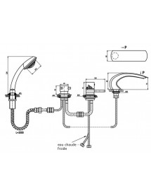 Mitigeur baignoire thermostatique à cascade 4 trous