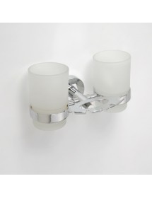 Porte brosse à dents et porte-verre mural double OMEGA avec les verres 19x9,5x12,5cm