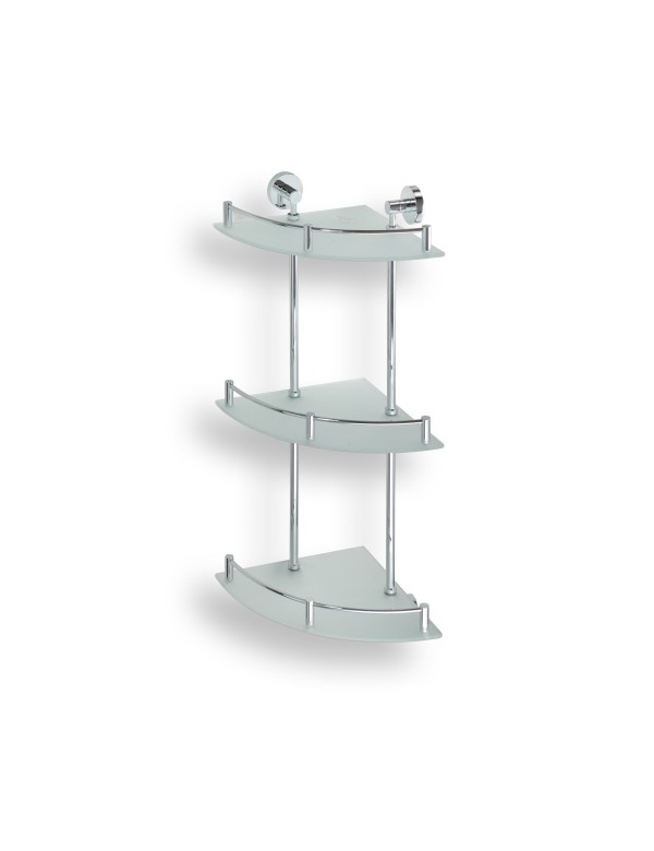 Tablette d'angle de douche 3 étages en verre OMEGA  27x67,5x27cm