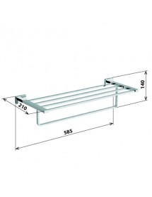 Etagère porte-serviettes murale PLAZA en laiton chromé 21x58,5x14 cm