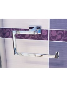 Anneau porte-serviette rectangulaire PLAZA en laiton chromé 12,5x6,5x21 cm