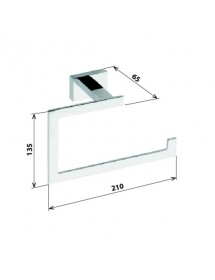Anneau porte-serviette rectangulaire PLAZA en laiton chromé 12,5x6,5x21 cm
