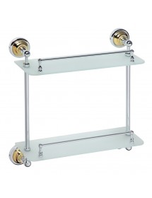 Etagère, tablette en verre double RETRO en chrome-or 40x42x12 cm