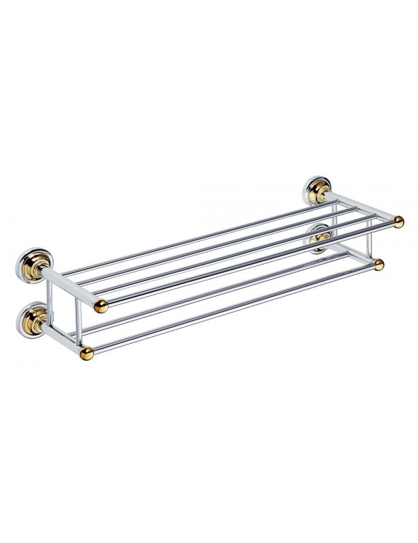 Etagère à double trapèze avec porte-serviettes RETRO chromé doré 66,5x16,5x22,5 cm Etagère à double trapèze avec porte-serviettes RETRO chromé doré 66,5x16,5x22,5 cm