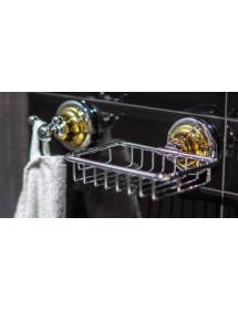 Porte-savon en grille mural en laiton chromé doré RETRO 14x6,5x14,2 cm Porte-savon en grille mural en laiton chromé doré RETRO 14x6,5x14,2 cm