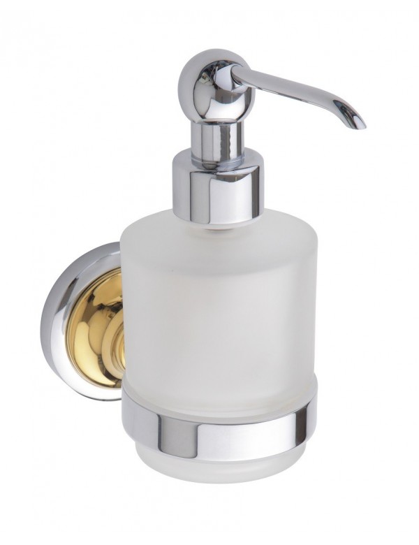Distributeur de savon en verre RETRO chromé-doré 7x15x13,5 cm / 200 ml