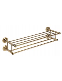 Etagère double trapèze avec porte-serviettes RETRO bronze 66,5x16,5x22,5 cm
