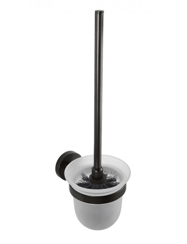 Goupillon de toilettes mural DARK en laiton noir et bol en verre 37cm x 14cm x 9,5cm