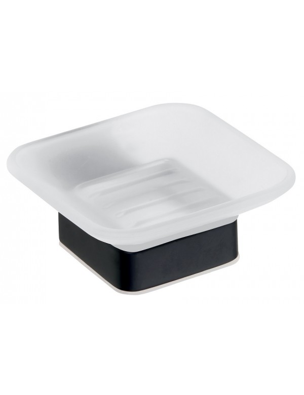 Porte-savon carré NERO en laiton noir et verre 10,3 x4,2 x11,7 cm Porte-savon carré NERO en laiton noir et verre 10,3 x4,2 x11,7 cm