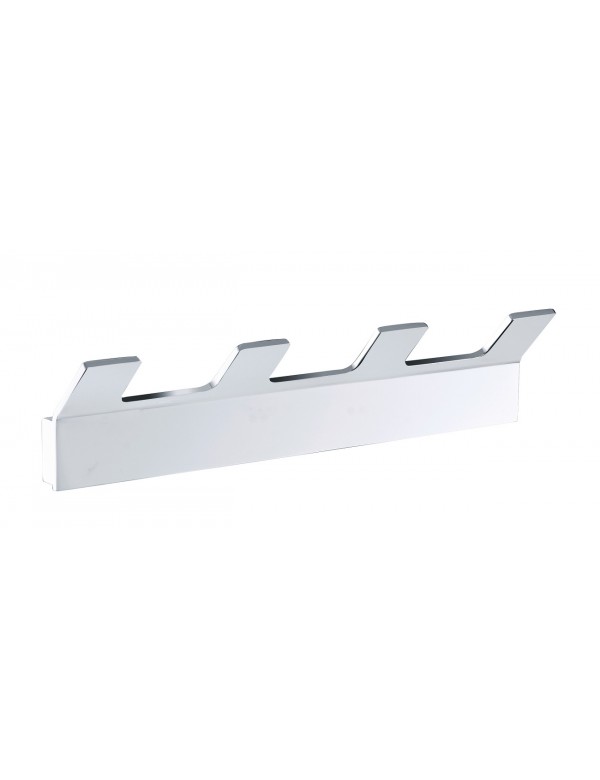 Patère quadruple rectangulaire SOLO en laiton chromé 20,5 cm