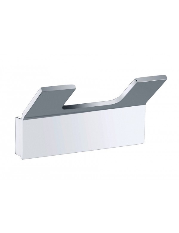 Patère double rectangulaire SOLO en laiton chromé 8,3 x4,6 x3,3 cm Patère double rectangulaire SOLO en laiton chromé 8,3 x4,6 x3,3 cm