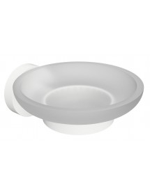 Porte-savon mural WHITE en laiton blanc et en verre 11 x 5,5 x 12,9cm