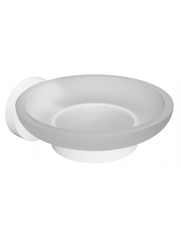 Porte-savon mural WHITE en laiton blanc et en verre 11 x 5,5 x 12,9cm Porte-savon mural WHITE en laiton blanc et en verre 11 x 5,5 x 12,9cm