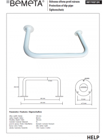 Barre d'appui HELP blanc 54,5 x26,6 x8 cm