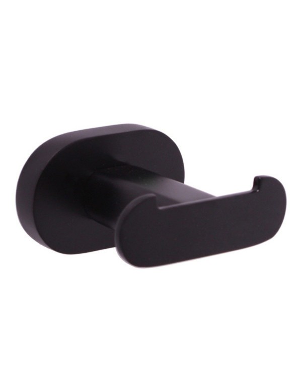 Patère double YUKON en laiton noir mat 6 cm