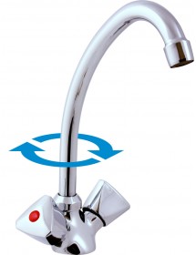 Mélangeur évier basse pression orientable en laiton chromé