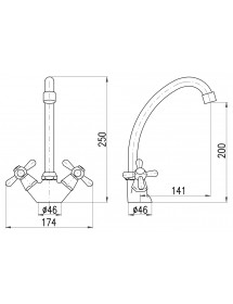 Mélangeur évier basse pression orientable en laiton chromé