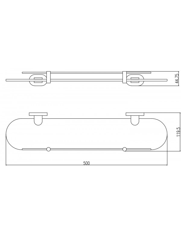 Etagère de douche YUKON en verre et laiton noir mat 50 cm
