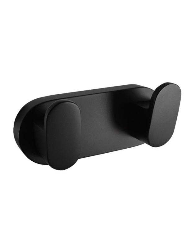 Patère double YUKON en laiton noir mat 10 cm