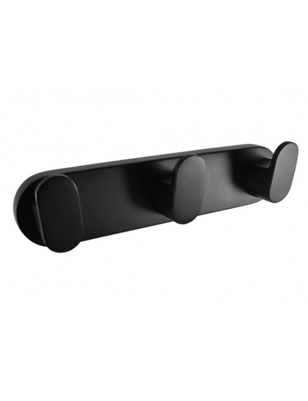 Patère triple YUKON en laiton noir mat 18 cm Patère triple YUKON en laiton noir mat 18 cm