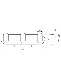Patère triple YUKON en laiton noir mat 18 cm
