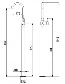 Mitigeur lavabo sur pied SEINA en laiton chromé H. 115 cm
