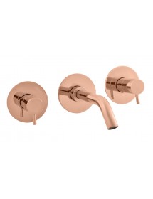 Mitigeur lavabo mural SEINA 3 trous en laiton rose gold poli