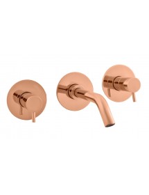 Mitigeur lavabo mural SEINA 3 trous en laiton rose gold brossé