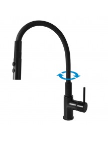Mitigeur évier flexible à mémoire de forme SEINA en laiton noir H. 36 cm