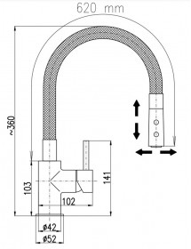 Mitigeur évier flexible à mémoire de forme SEINA en laiton noir H. 36 cm