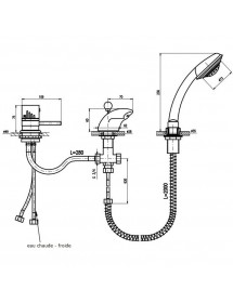 Mitigeur baignoire thermostatique 3 trous avec inverseur en laiton chromé